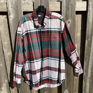 Tommy Hilfiger Cotton Plaid Button Down Shirt L
